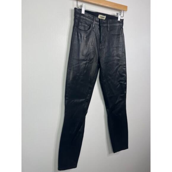 NEW L'agence Akira Ultra High Rise Skinny Jeans Women's Noir Coated Size: 24 - Picture 4 of 9